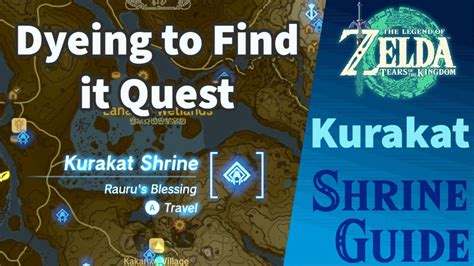 In this video I'll you a quick walkthrough of the Dyeing to Find It Shrine Quest in Zelda Tears of the Kingdom. 0:00 Intro0:18 Shrine Quest Location and Expl...